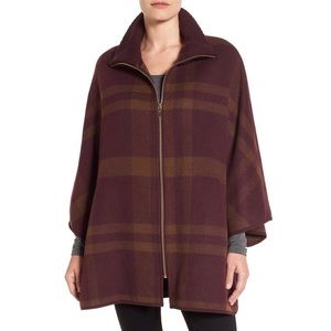 Via Spiga Zip Front Plaid Cape